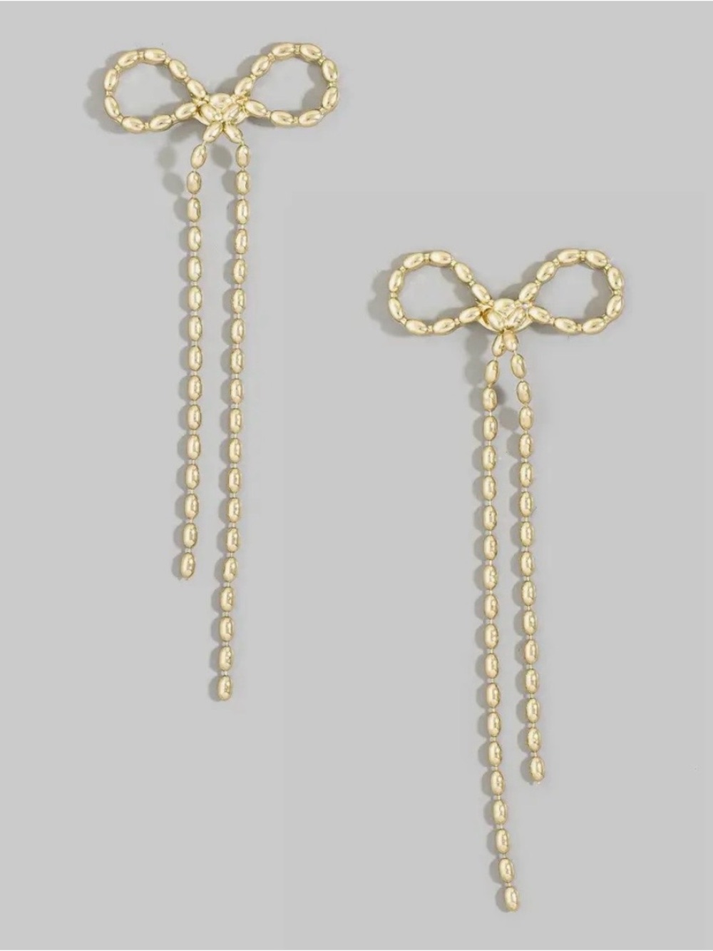 Gold Bow 🎀 Drop Earrings - Picture 2 of 3